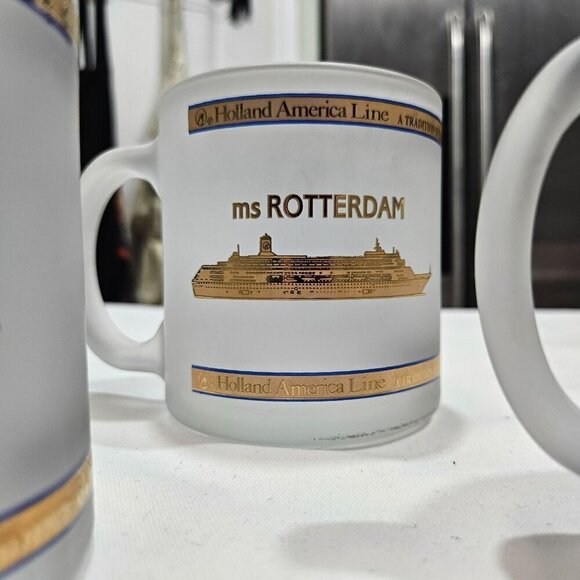 Holland America Line Frosted Glass Mugs - Statendam Zaandam Prinsendam Rotterdam - Picture 7 of 11